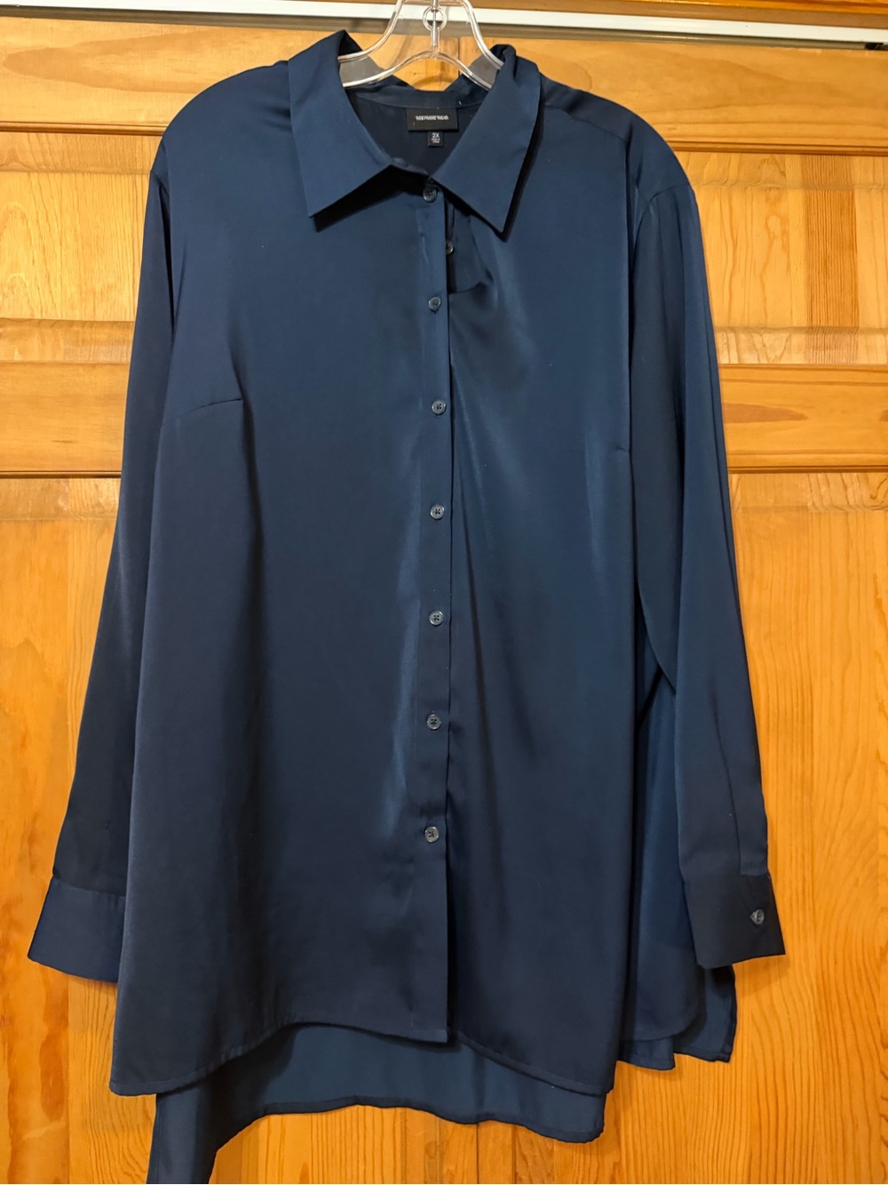 Who What Wear Navy Long-Sleeve Button-Down Shirt